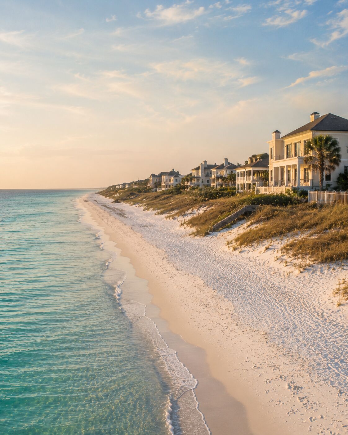 Perdido Key beach home overlooking white sand and calm Gulf water